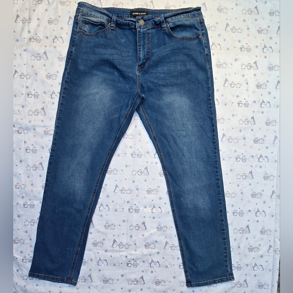 Jackson & Driggs Men's Straight Stretch Blue Jeans 38x32
